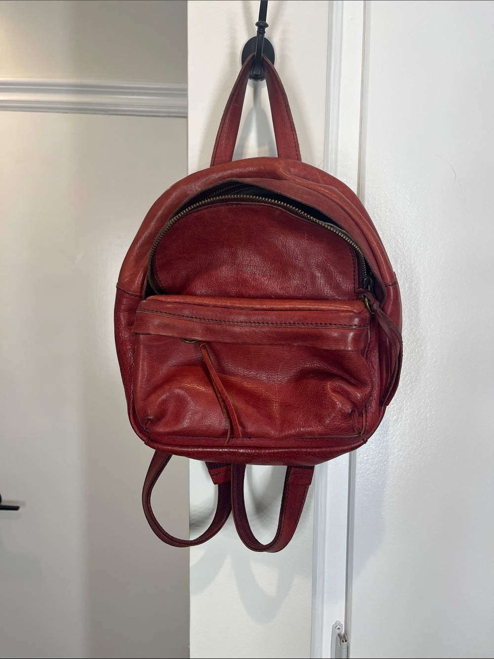 Madewell Red Leather Mini Backpack